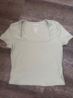 Pink Rose Sage Square Neck Short Sleeve Tee